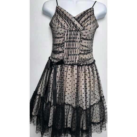 Jessica McClintock Girls Formal Dress 16 Black Lace Swiss Dot Sleeveless Party - Picture 1 of 10